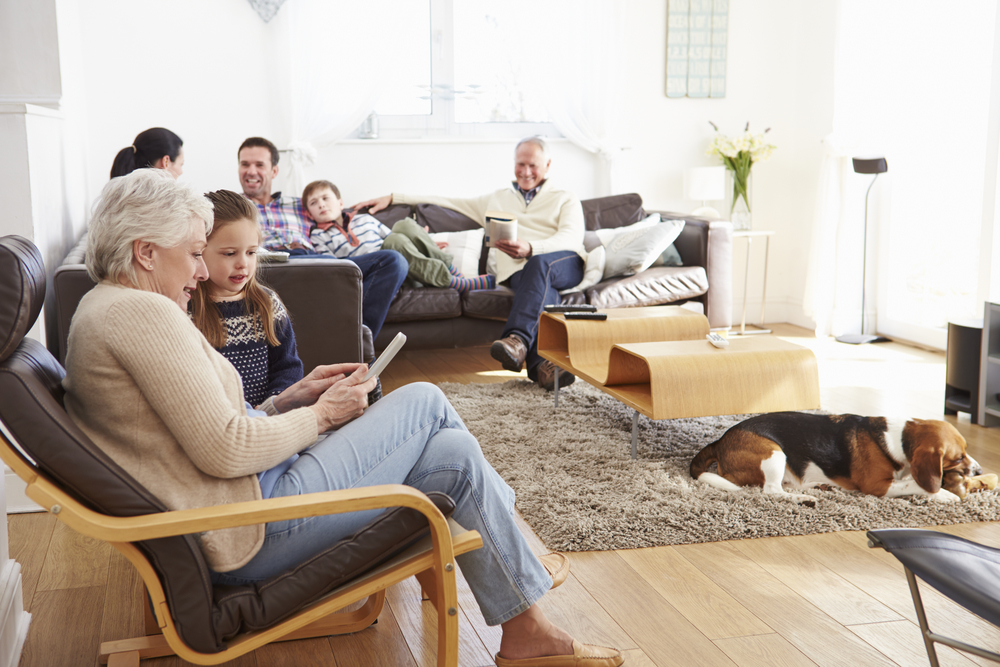 Family in living room